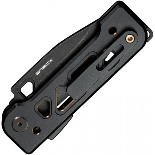 We Knife Tyro Superlock Folding Knife - 2.91" CPM-20CV DP Blade Black and Gold Machined Titanium Handle