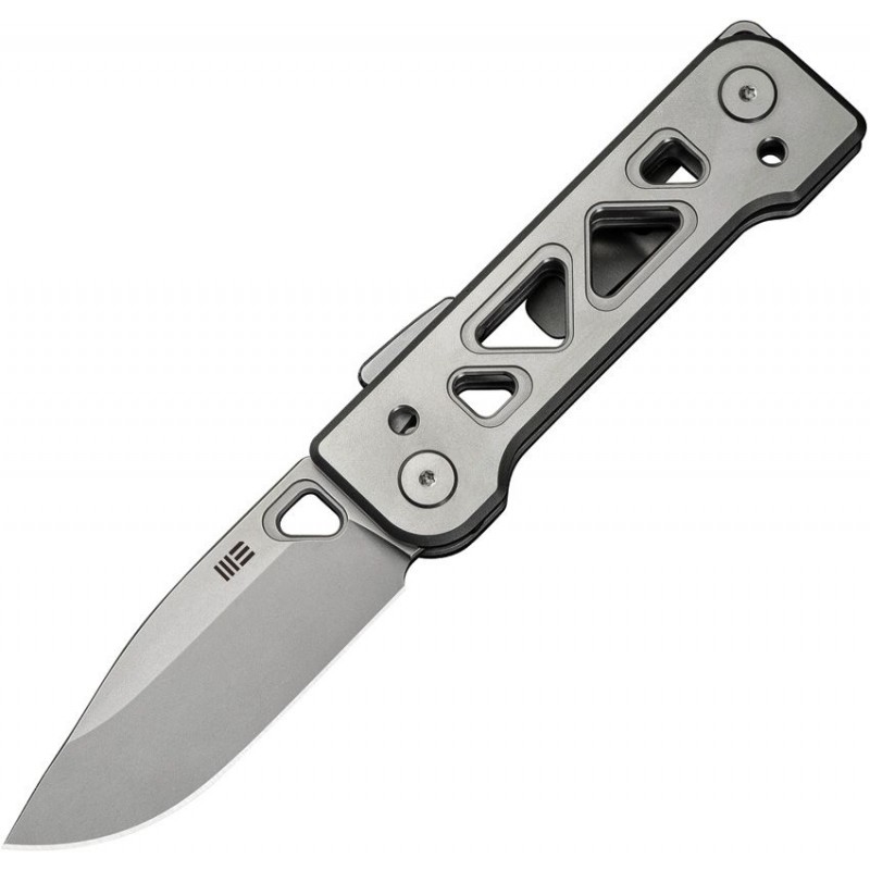 We Knife Tyro Superlock Folding Knife - 2.91" CPM-20CV DP Blade Gray Machined Titanium Handle