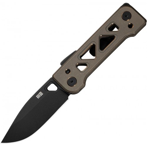 We Knife Tyro Superlock Folding Knife - 2.91" CPM-20CV DP Blade Bronze Machined Titanium Handle