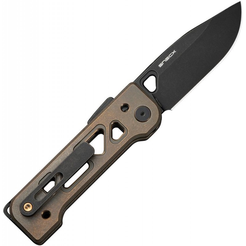 We Knife Tyro Superlock Folding Knife - 2.91" CPM-20CV DP Blade Bronze Machined Titanium Handle