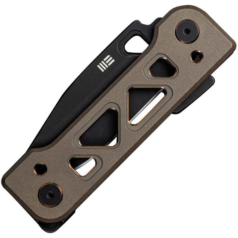 We Knife Tyro Superlock Folding Knife - 2.91" CPM-20CV DP Blade Bronze Machined Titanium Handle