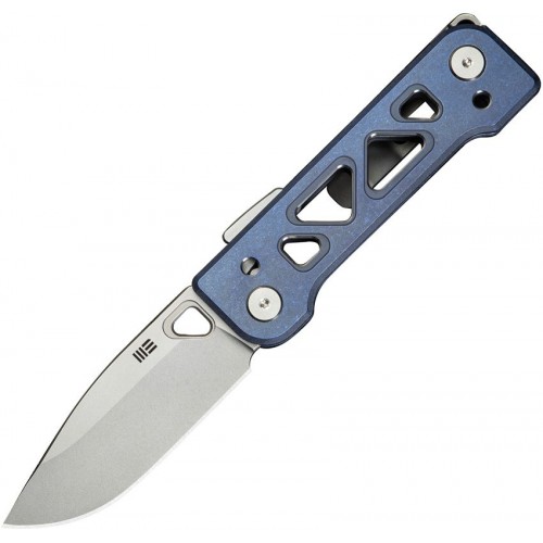 We Knife Tyro Superlock Folding Knife - 2.91" CPM-20CV DP Blade Blue Machined Titanium Handle