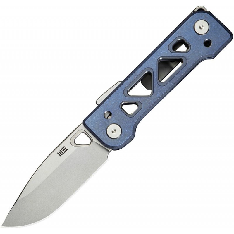 We Knife Tyro Superlock Folding Knife - 2.91" CPM-20CV DP Blade Blue Machined Titanium Handle