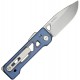 We Knife Tyro Superlock Folding Knife - 2.91" CPM-20CV DP Blade Blue Machined Titanium Handle