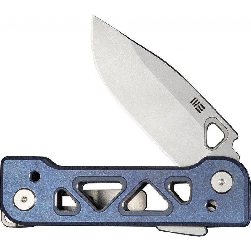 We Knife Tyro Superlock Folding Knife - 2.91" CPM-20CV DP Blade Blue Machined Titanium Handle