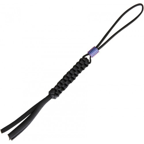We Knife Black Paracord Lanyard with Purple Anodized Tatanium Bead - 8.25"