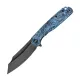 Wixco Splark Folding Knife - 3.62" 14C28N Cleaver Blade Blue Shredded Carbon Fiber and Luminous G10 Handle Cyclaire Knives and Tools