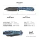 Wixco Splark Folding Knife - 3.62" 14C28N Cleaver Blade Blue Shredded Carbon Fiber and Luminous G10 Handle Cyclaire Knives and Tools