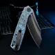 Wixco Splark Folding Knife - 3.62" 14C28N Cleaver Blade Blue Shredded Carbon Fiber and Luminous G10 Handle Cyclaire Knives and Tools