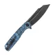 Wixco Splark Folding Knife - 3.62" 14C28N Cleaver Blade Blue Shredded Carbon Fiber and Luminous G10 Handle Cyclaire Knives and Tools