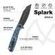 Wixco Splark Folding Knife - 3.62" 14C28N Cleaver Blade Blue Shredded Carbon Fiber and Luminous G10 Handle Cyclaire Knives and Tools