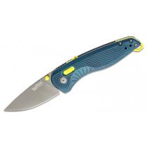SOG Aegis AT Indigo and Acid Folding Knife - 3.1" D2 Stonewash Blade, Blue Yellow Handle