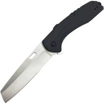 ABKT Tac Warthog Linerlock Black Knife - 3.25" Satin Finish D2 Steel Blade, Black Micarta Handle