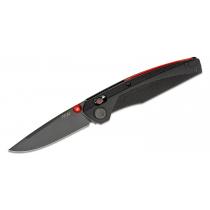 Acta Non Verba A100 Alock Folding Knife - 3.6" MagnaCut Black DLC Drop Point Blade Black GRN Handle with Red Backspacer
