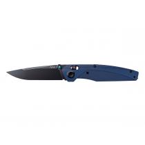 Acta Non Verba A100 Alock Folding Knife - 3.6" MagnaCut Black DLC Drop Point Blade Blue GRN Handle