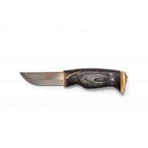 Arctic Legends Hunters Knife - 3.54" Stainless Steel Blade Black Birch Handle with Reindeer Antler Trim Leather Sheath