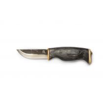 Arctic Legends Hunters Knife - 3.54" Carbon Steel Blade Black Birch Handle with Reindeer Antler Trim Leather Sheath