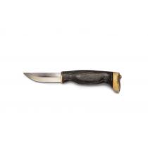Arctic Legends Handicraft Knife - 3" Stainless Steel Blade Black Birch Handle with Reindeer Antler Trim Leather Sheath