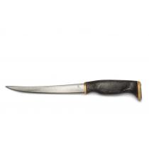Arctic Legends Fillet Knife - 6.3" Stainless Steel Blade Black Birch Handle with Reindeer Antler Trim Leather Sheath