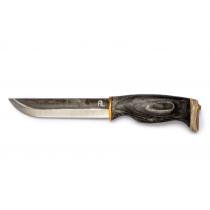 Arctic Legends Bear Knife - 5.7" Carbon Steel Blade Black Birch Handle with Reindeer Antler Trim Leather Sheath