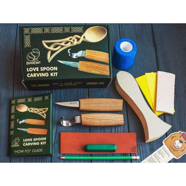 BeaverCraft Celtic Spoon Carving Kit – Includes Two Knives - Complete Starter Whittling Kit