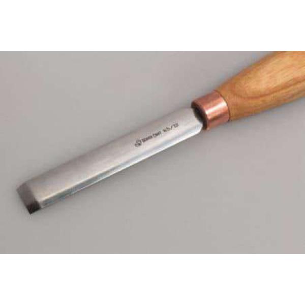 BeaverCraft K5/12 Compact Straight Round Carbon Chisel - 12mm - Sweep No12 with Ash Handle