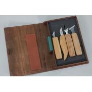 BeaverCraft S05 Gift Set - 6 Piece Geometric Wood Carving Set in a Book Case