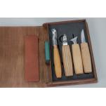BeaverCraft Left Handed S19 Gift Set - 6 Piece Wood Carving Set with Gouge In A Book Case
