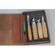 BeaverCraft S19 Gift Set - 6 Piece Wood Carving Set with Gouge In A Book Case