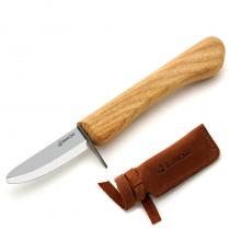 Beavercraft C1KD Whittling Knife for Kids and Beginners - Round Ended with Leather Sheath