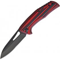 Benchmark K120 UK EDC Pocket Knife - 2.5" Black Finish Stainless Steel Blade Black and Red G10 Handle