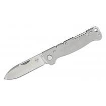 Boker Plus Atlas Backlock Pocket Knife - 2.8" Satin DP Blade, Stonewashed Stainless Steel Handle