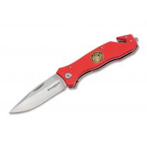 Boker Magnum Fire Brigade 42 - 3.38" Blade, Glass Breaker, Belt Cutter, Carry Clip and Red Handle