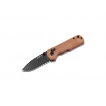 Boker Magnum Rockstub Crossbar Lock Folding Knife - 2.64" 440B Black Stonewashed DP Blade Brown Micarta Handle