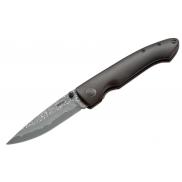 Boker Plus Damascus Gent I Folding Knife 3.25" Blade, Ebony Wood Handles