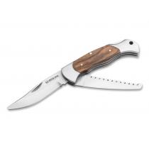 Booker Magnum Classic Hunter Slim Kids Pocket Knife - 2.55" Round Tip Blade, Olive Wood Handle 01MB135