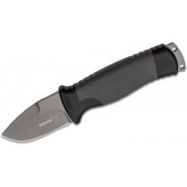 Boker Plus Outdoorsman Mini Fixed Blade Knife - 2.24" Gray DP Blade, Black and Gray Synthetic Handles, Kydex Sheath - 02BO024