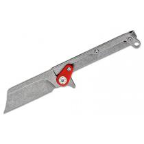Boker Plus Fragment UK EDC Folding Knife - 2.16" Dark Stonewashed Sheepsfoot Blade, Dark Stonewashed Steel Handles with Red G10 Scale