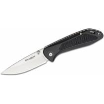 Boker Magnum Advance Folding Knife 3.54" Satin Drop Point Blade, Checked Black Aluminium Handles - 01RY302