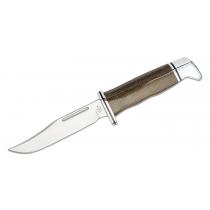 Buck 117 Brahma Pro Fixed Blade Knife - 4.5" S35VN Blade Green Canvas Micarta Handle Leather Sheath
