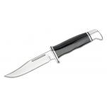 Buck 117 Brahma Fixed Blade Knife - 4.5" Blade Black Handle Leather Sheath