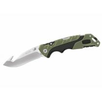 Buck 660 Large Pursuit Folding Knife 3.5" 420HC Stainless Steel Guthook, Green GRN and Rubber Handles, Nylon Sheath