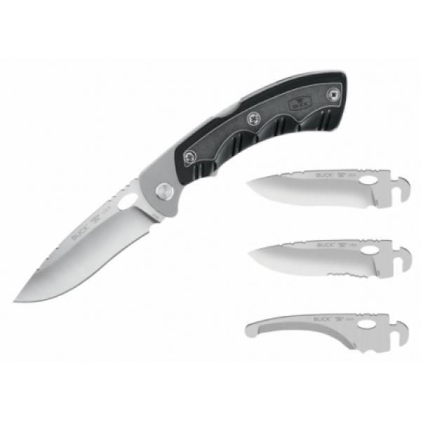 Buck 550 Selector 2.0 Folding Knife 3.75" Interchangeable Blade, Black Thermoplastic Handles, Polyester Sheath