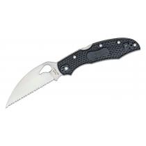 Spyderco Byrd Knives Cara Cara 2 Lightweight Folding Knife - 3.83" Serrated Wharncliffe Blade, Black FRN Handle - BY03SBKWC2