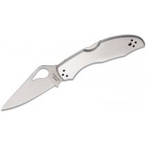 Spyderco Byrd Knives Meadowlark 2 Folding Knife - 2.9" Plain Blade, Stainless Steel Handle - BY04P2