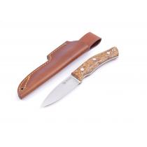 Casstrom No.10 Swedish Forest Knife with Curly Birch Handle - 3.93" Blade, Stabilised Curly Birch Handle, Leather Sheath