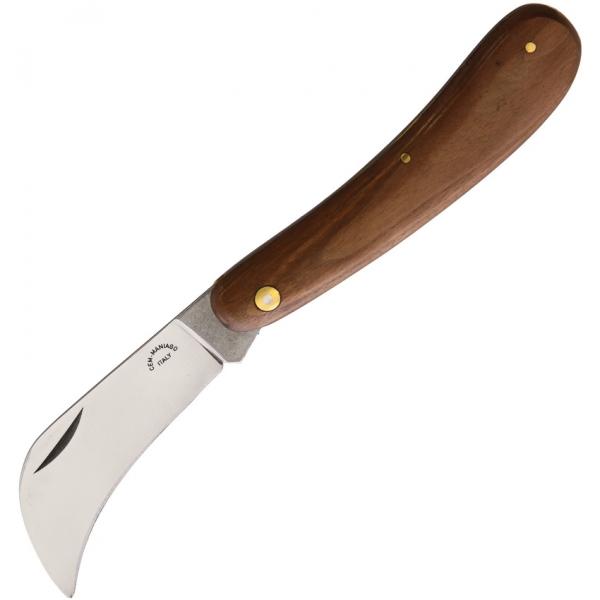 CEM Cutlery UK EDC Billhook Agriculture Folding Knife - 3" Billhook Blade, Brown Wood Handle