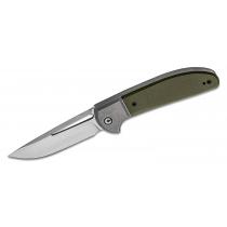 CIVIVI Knives C2101A Trailblazer XL Slipjoint Folding Knife - 3.46" D2 Satin Blade Stainless Steel Handles with Green G10 Scales