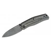 CIVIVI Knives C22007DS1 Sokoke Folding Knife 3.35" Damascus Drop Point Blade, Black Linen Micarta Handles