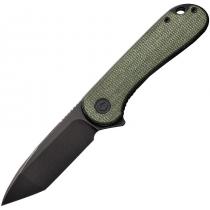 CIVIVI Knives C907TE Elementum Knife - 2.96" Black D2 Tanto Blade Green Micarta Handle Liner Lock